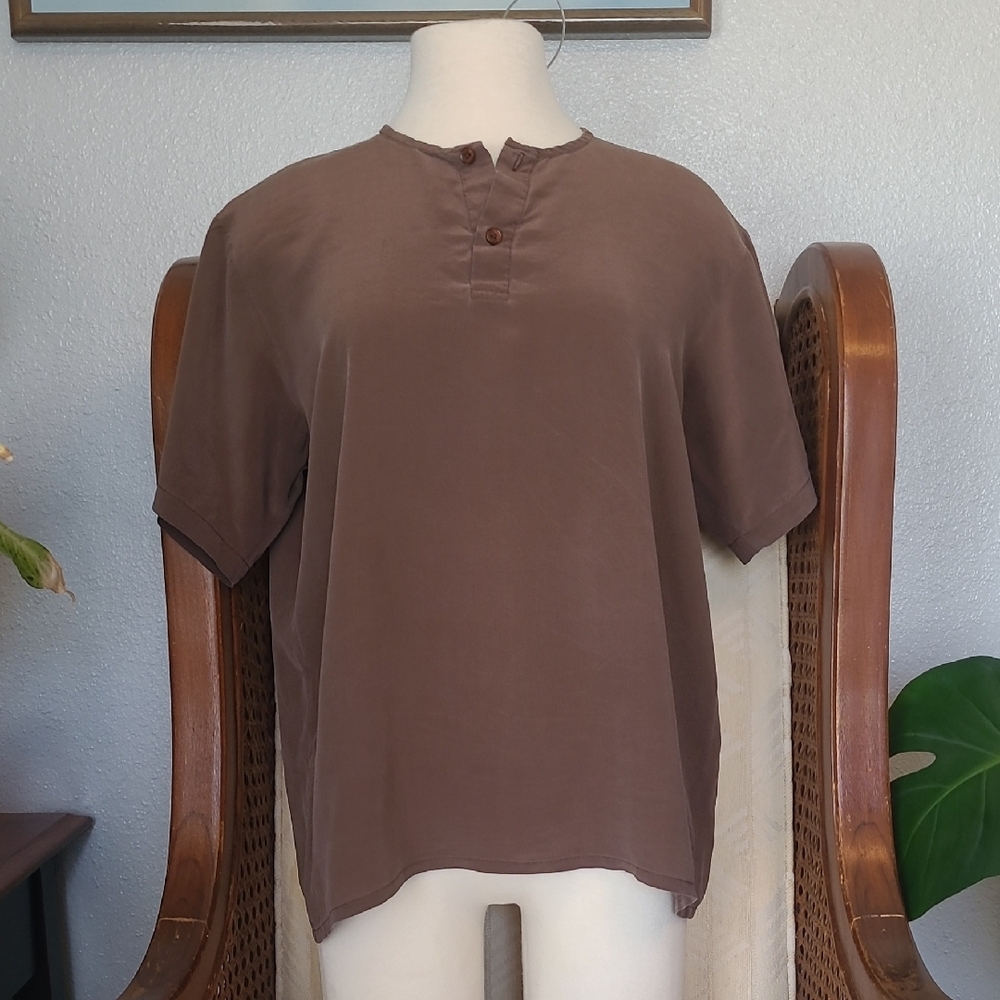 BOCCI Brown Silk Blouse